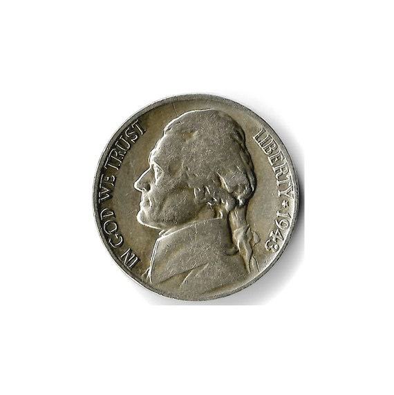 1943-P 5c Silver War Nickel, Very Rare Coin, WWII Era Jefferson