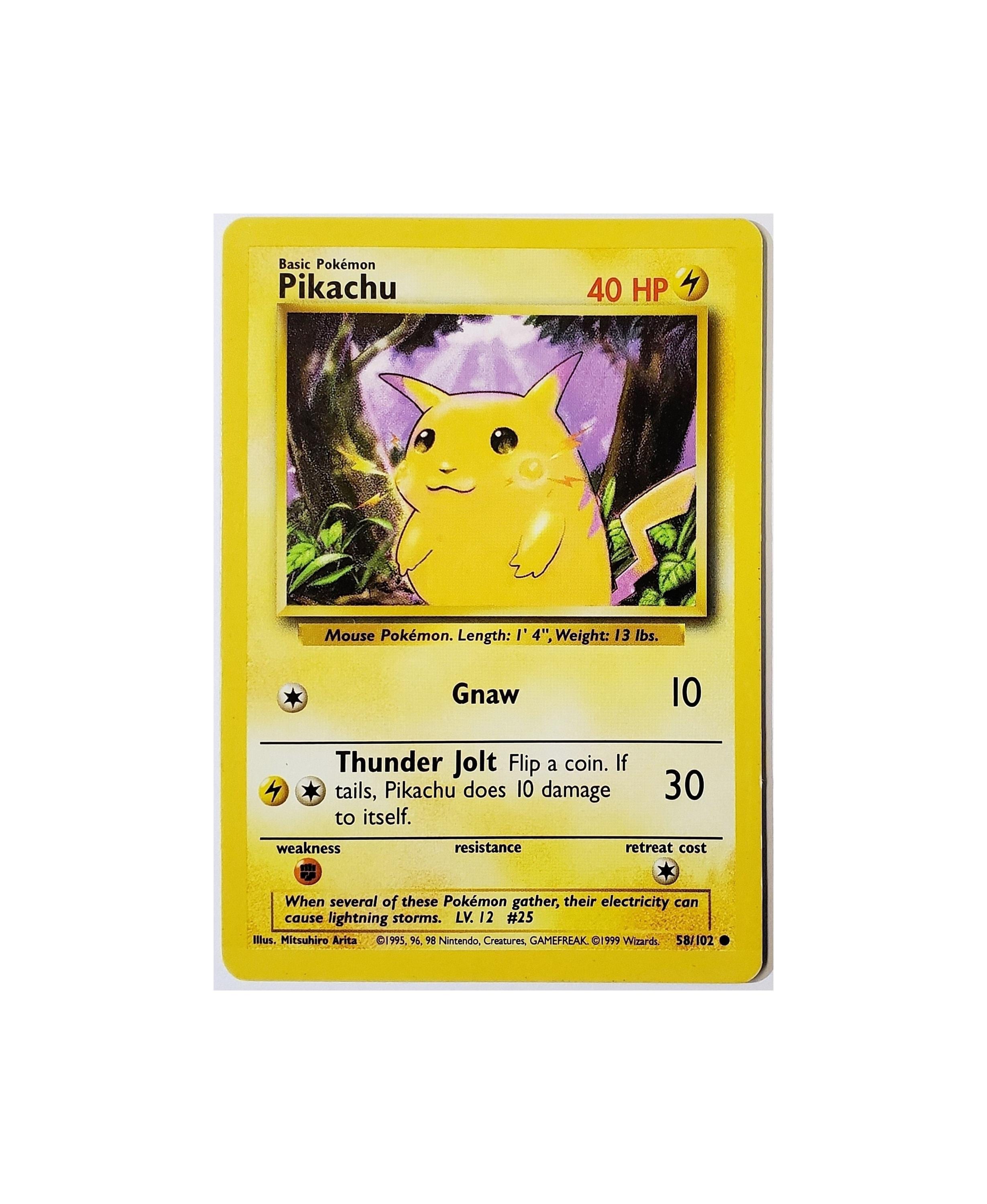 Pikachu 58/102 Yellow Cheeks, Pokemon Base Set Unlimited, Card