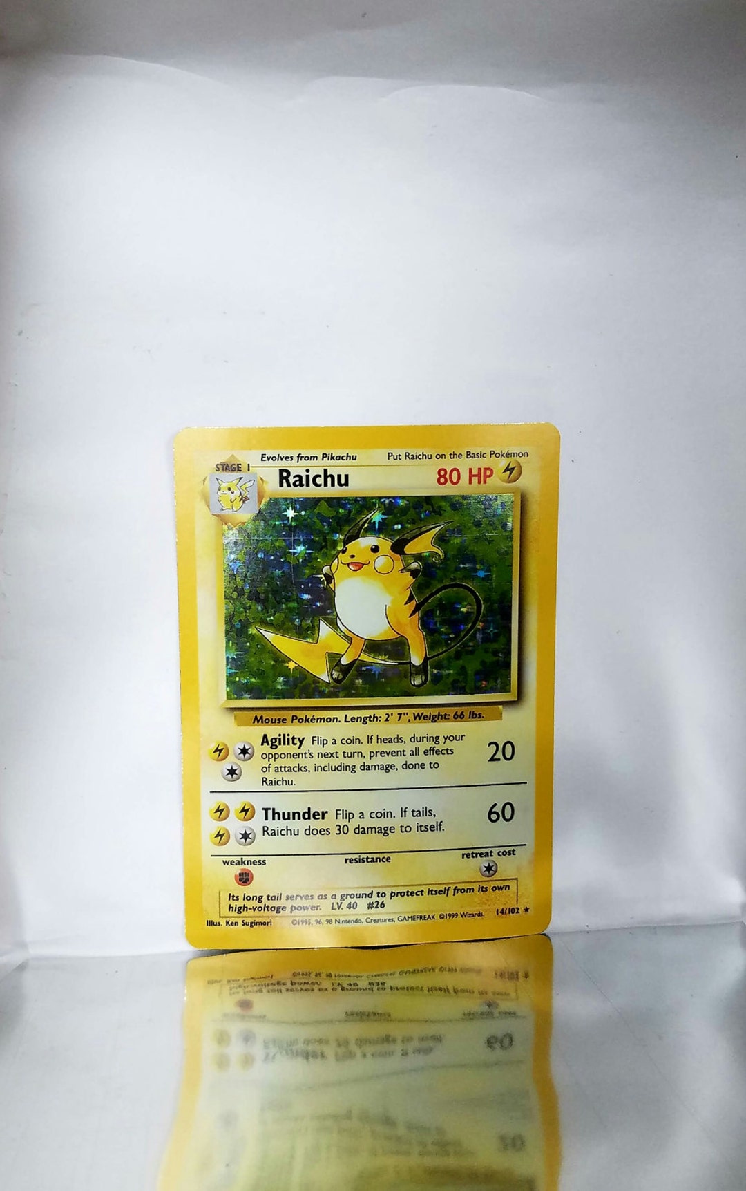 Pokemon Raichu 14/102 Base Set Holographic Foil Holo Rare Card - Etsy