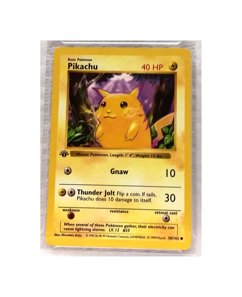 Pikachu 1st Edition Shadowless 58102 Pokemon Base Set Nm