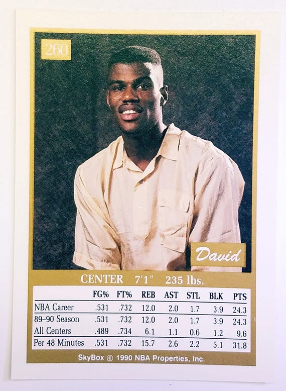 David Robinson 1990 Skybox Basketball #260, San Antonio Spurs, HOF
