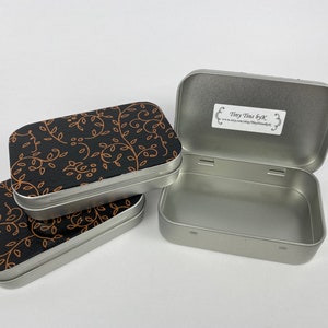 Gold Sunflower Tin Black Pill Box Jewelry Box Floral Catch All Moo Card Holder Black Metal Tin Coin Storage Gift Tin Rectangle Box Unisex