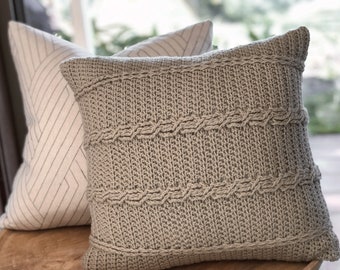 ONE ONLY Jumper cushion, crocheted pillow, crochet cushion, khaki cushion, beige pillow, neutral decor, hand knit pillow, boho 40X40cm