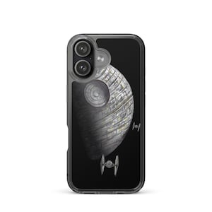 Death Star iPhone Case: Star Wars Death Star with Tie Fighters - Space Black Background- iPhone 7 / 8 / X / 11 / 12/ 13 / 14/ 15 / 16 / 17