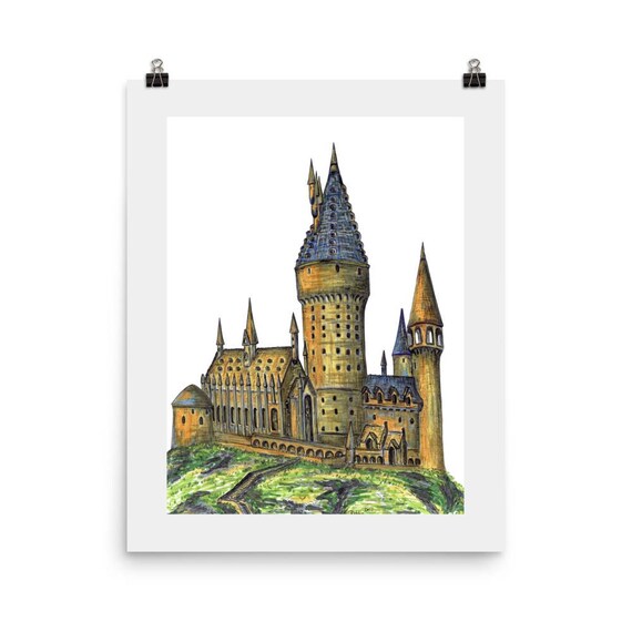 Zamek Hogwartu Art Print Harry Potter Castle Rysunek Harry Etsy