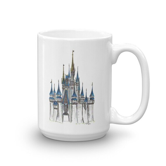 Cinderella Castle Art Mug: Hand-Drawn Magic Kingdom Pen & Ink, 11 / 15 / 20 oz