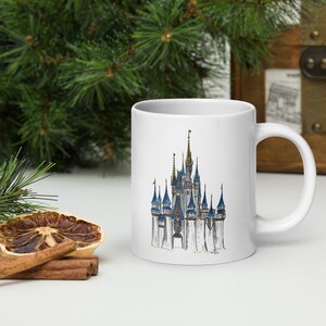 Cinderella Castle Art Mug: Hand-Drawn Magic Kingdom Pen & Ink, 11 / 15 / 20 oz image 3