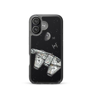 Millennium Falcon iPhone® Case: Star Wars Chase Scene - Space Black Background