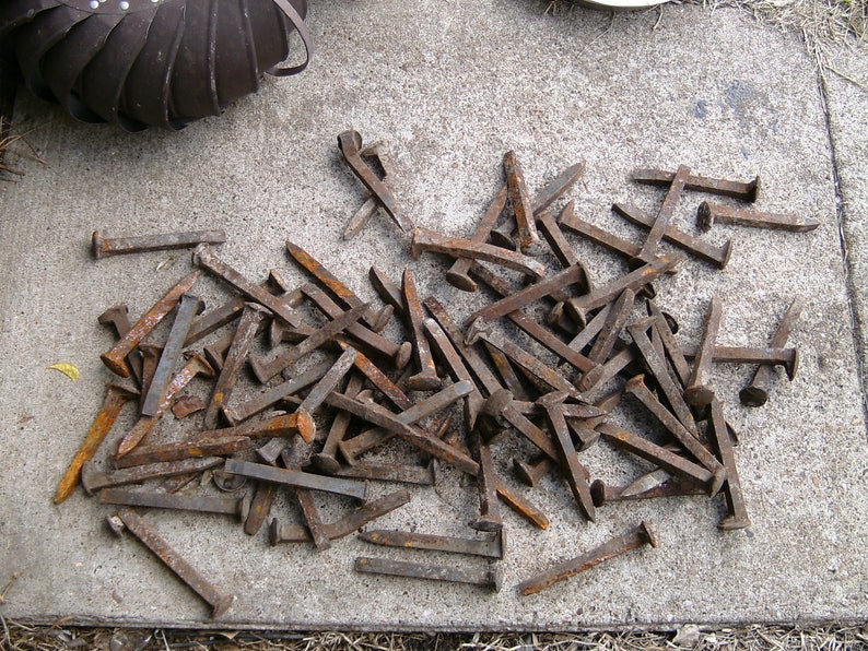 65 Used Steel Railroad Spikes for Art as They Are Recovered Make Yard
