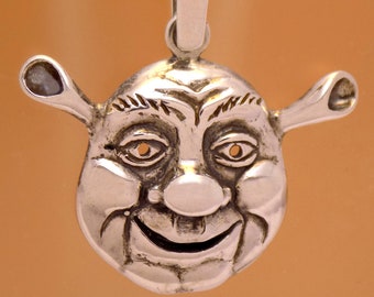 Cool Solid 925 Sterling Silver Funny Design Shrek Inspired Pendant Impressive  Marvelous Incredible Oxidized Handmade Handcrafted Design