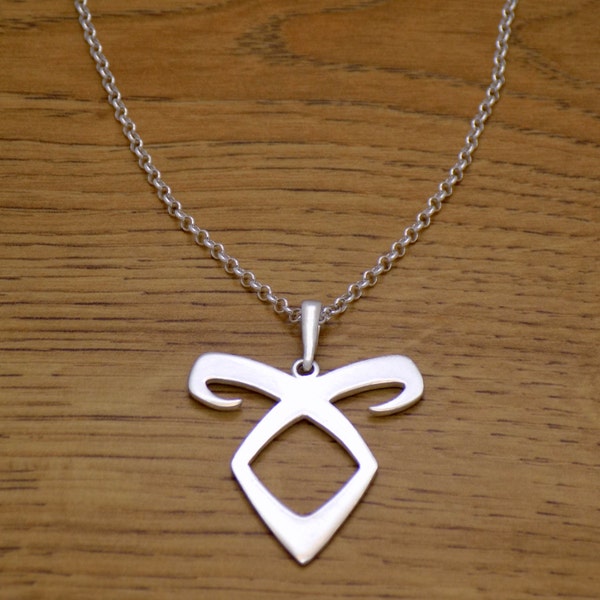 Solid 925 Sterling Silver Rune Inspired Necklace Pendant & Sterling Silver Chain Handmade Design