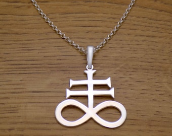 Massive 925 Sterling Silber Brimstone Leviathan Kreuz Sigil Schwefel Symbol Satanic Halskette Demonic Siegel des Luzifer Zeichen Anhänger mit Kette