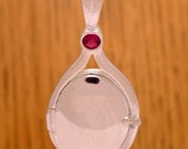 Sterling Silver Pendant Locket H2O Just Add Water Mermaids with Red Cubic Zirconia CZ Rikki Emma Cleo 925 Hallmark Handmade Handcrafted
