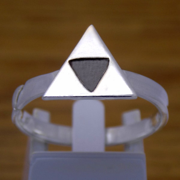 Stunning Solid 925 Sterling Silver Triangle Zelda Triforce Inspired Adjustable Ring Size 6 -8 US or 8 -10.5 US Triangle Handmade Design