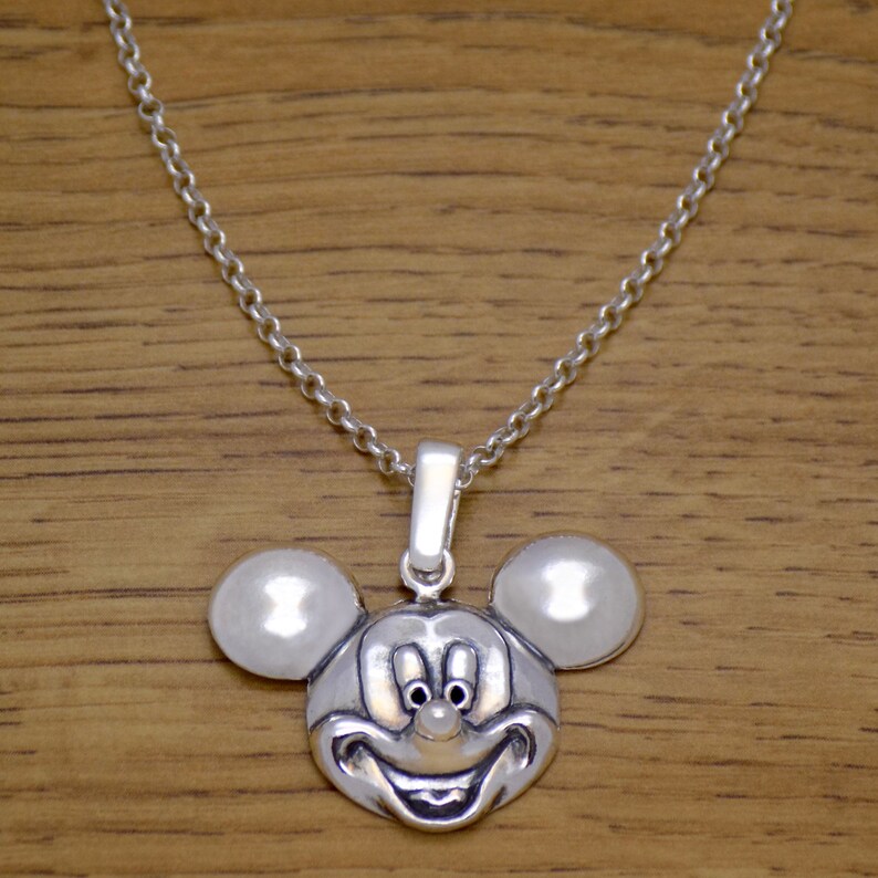 Awesome Solid 925 Sterling Silver Mickey Mouse Necklace With - Etsy