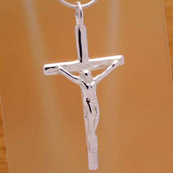 Gioiello Religioso Croce Placcata Collana Crocifisso In Argento 925 Placcato Oro 14k - Croce Di Gesù, Nuova Con Etichette, Made In Italy! Ciondolo - Foto 3