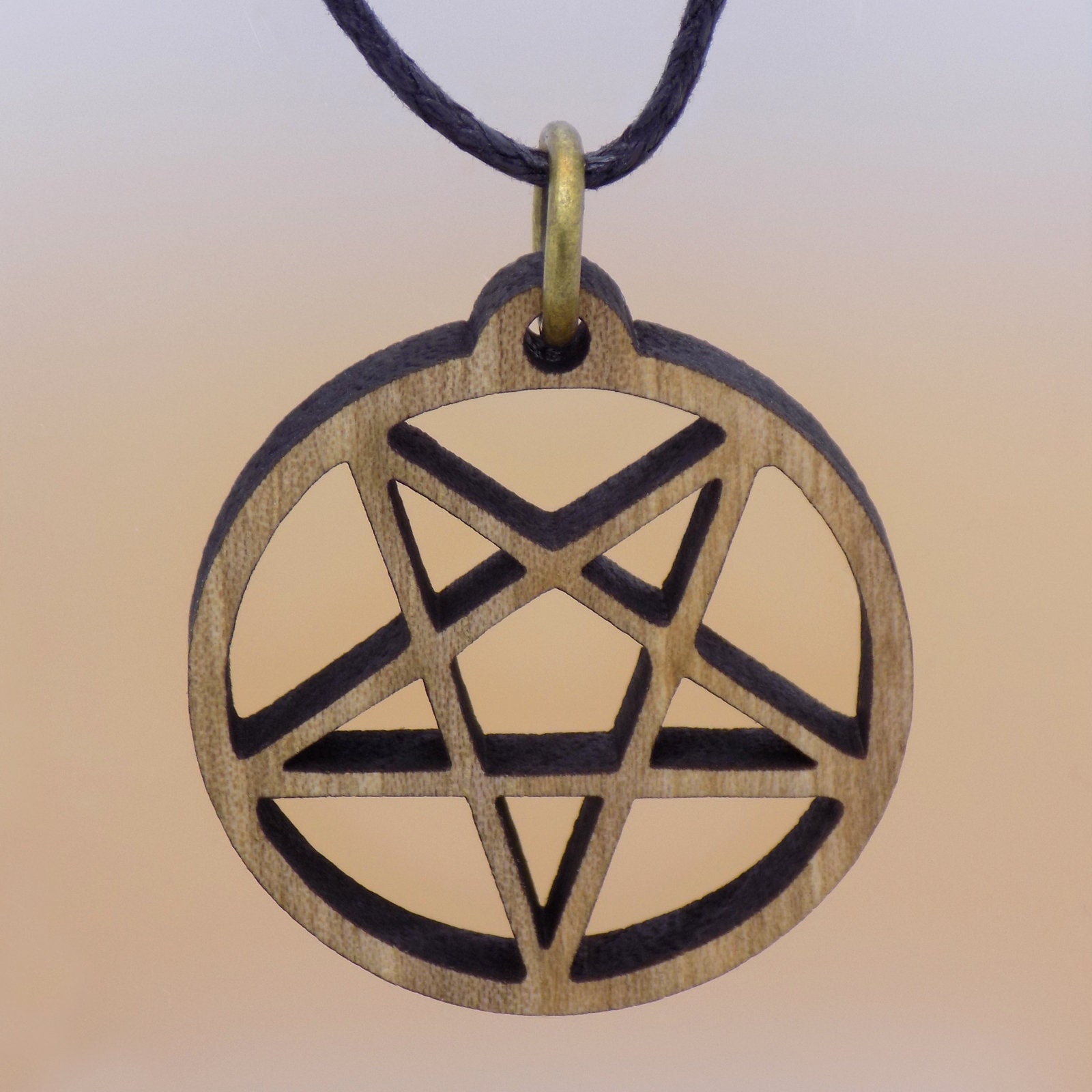 Vintage Wooden Inverted Pentagram 
