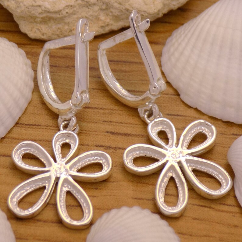 SLUYNZ 925 Silber Blume Ohrringe - Daisy Rosa Blume Hängend 3cm