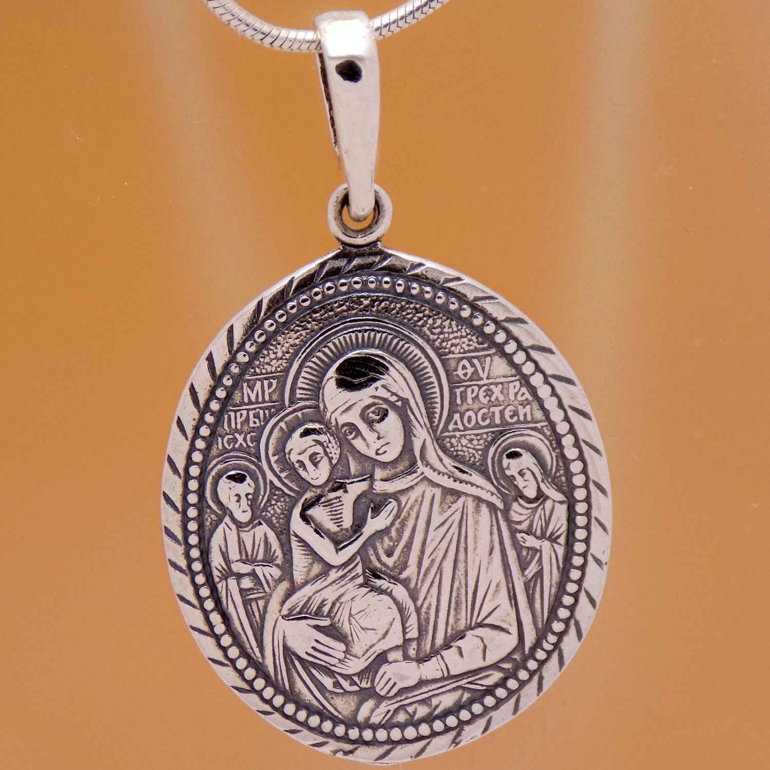 Solid Sterling Silver Saint Virgin Mary Christ Child Jesus Icon Pendant ...