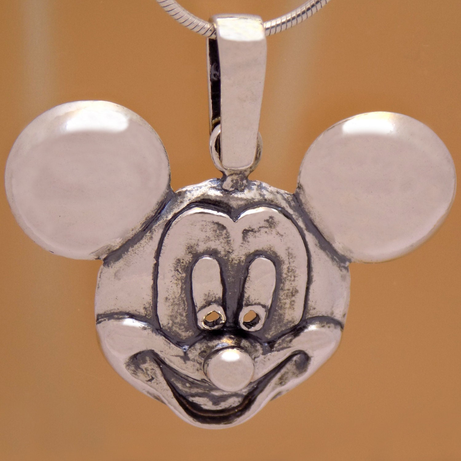 Awesome Solid 925 Sterling Silver Mickey Mouse Disney Pendant | Etsy