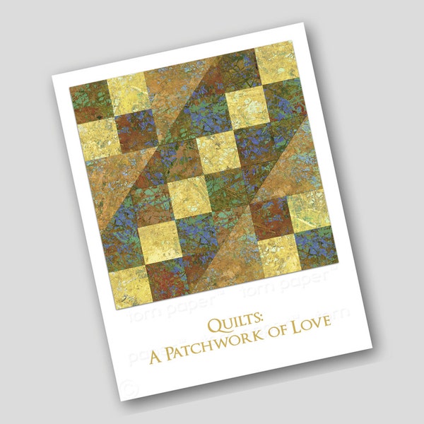 NOTE CARDS  for Quilters & Quilt Lovers - "Quilts: A Patchwork of Love" - Set of 2 Notecards or a  Print  for the sewing room (Q040)