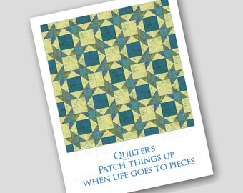 Funny Cards for Quilters & Quilt Lovers - Set of 2 Notecards OR a frame-able Print for the Sewing Room - Great Gift Idea (Q033)