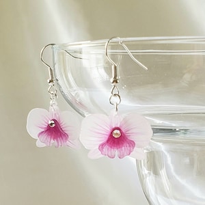 Orchid Silver Plated Necklace and Earrings Set/ Hook Earing/ Clip-On Earing,Swarovski crystal, Gift for mom, for her