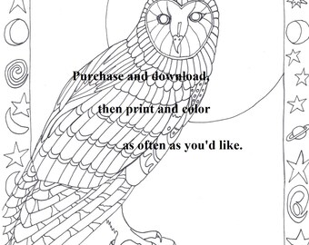 Owl coloring pages | Etsy