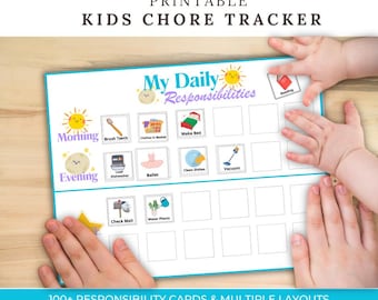 Kids Chore Chart - Printable Task Tracker Toddler - Responsibility Chart