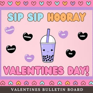 Valentines Bulletin Board, Boba valentines Board, heart love cork board, valentine day classroom decor