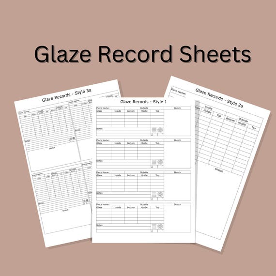 Glaze & Firing Record Sheets Print at Home with Variations