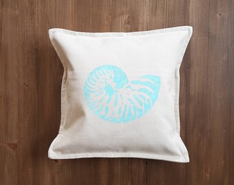 Nautilus Shells Throw Pillow Nautical Nautilus by magentarosedesigns Purple Nautical 18x18 Square Throw Pillow by Spoonflower