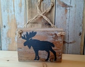 Wall Art Nordic Moose Sign Handpainted from Reclaimed Wood - Scandi Art - Spring Decor - Nordic Decor