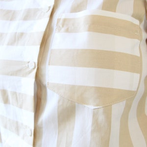 Stripe Button Up Shirt. Ladies Cotton White and Cream Vintage Style Shirt. Classic Shirt Sand Stripe image 6