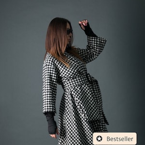 Wool Houndstooth Plus Size Tunic Dress Tracy