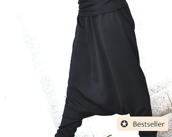 Pantalones harén para mujer, pantalones anchos con entrepierna caída para mujer, pantalones elegantes, pantalones holgados de talla grande para mujer, pantalones de cintura alta ATILA - PA0799PM