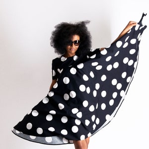 Polka Dots Dress, Clothing For Women, White Plus Size Dress, African Dresses, A Line Dress, Summer Dots Dress KOSARA - DR0208CT