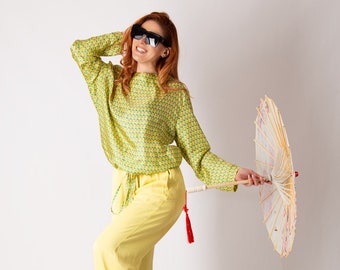 Viscose Pant Set, Wide Leg Palazzo Pants and Blouse