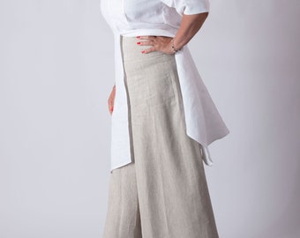 Wide Leg Linen Pants, Womens Skirt Pants, Loose Trousers Pamela