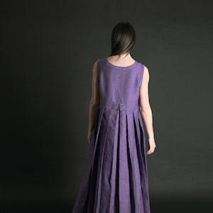 Long linen Sleeveless Dress, Linen Purple Maxi Dress, Summer Dress, Elegant linen Dress AMBER - DR0171LE