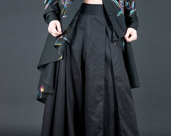 Cotton Palazzo Pants, Pleated Wide Leg Trousers, Pants Skirt Paloma