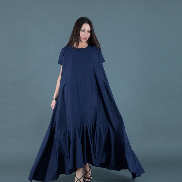 Navy Maxi Dress, Plus Size Summer Dresses, Dark Blue Maxi Dresses, Plus Size Clothing, A Line dress, Plus Size Loose Dress DIVA - DR0760CT