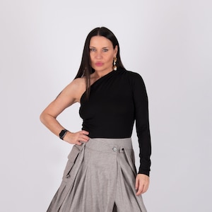 Black one shoulder Top MANHATTAN - TP1005TR