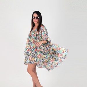 Summer Loose Tunic Top, Oversize Tunic Top, Plus Size Womans Dresses, Flounces Floral Tunic FRANY - TU0425CT