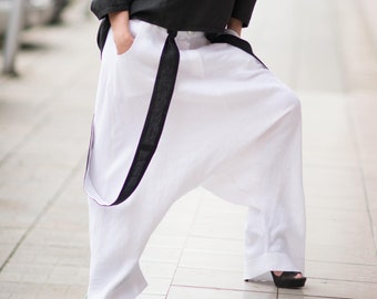 Linen Harem Pants, Loose linen Pants, Urban casual Maxi Trousers JOANNA - PA0732LE