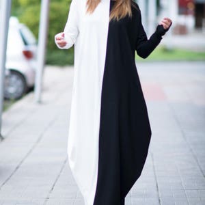 Long Sleeve Dress, Warm Maxi Dress, Maxi Dresses For Women, Black and White Dress, Fall Dress, Casual Plus Size Dress WENDY DR0139PM image 2