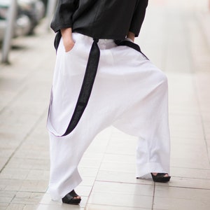 Linen Harem Pants, Loose linen Pants, Urban casual Maxi Trousers JOANNA - PA0732LE