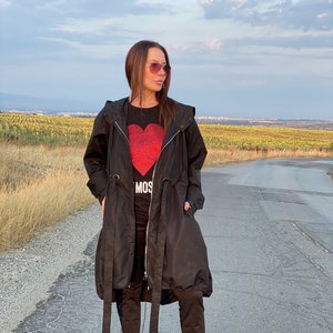 Raincoat, Hooded Jacket, Fall Jacket, Long Raincoat, Hooded Raincoat EUGF - VE0251PL