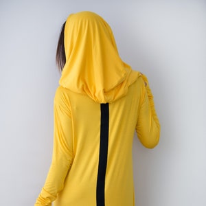 Yellow Women Cotton Hooded Dress, Loose Maxi Dress, Hooded Maxi Dress, Women’s Casual Dress, Long Dress REMY - DR0235TR
