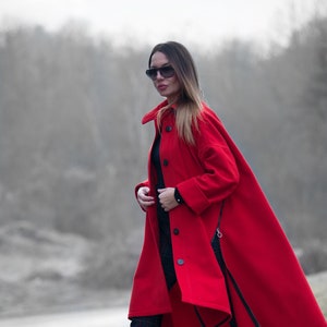 Red wool coat outfit sale